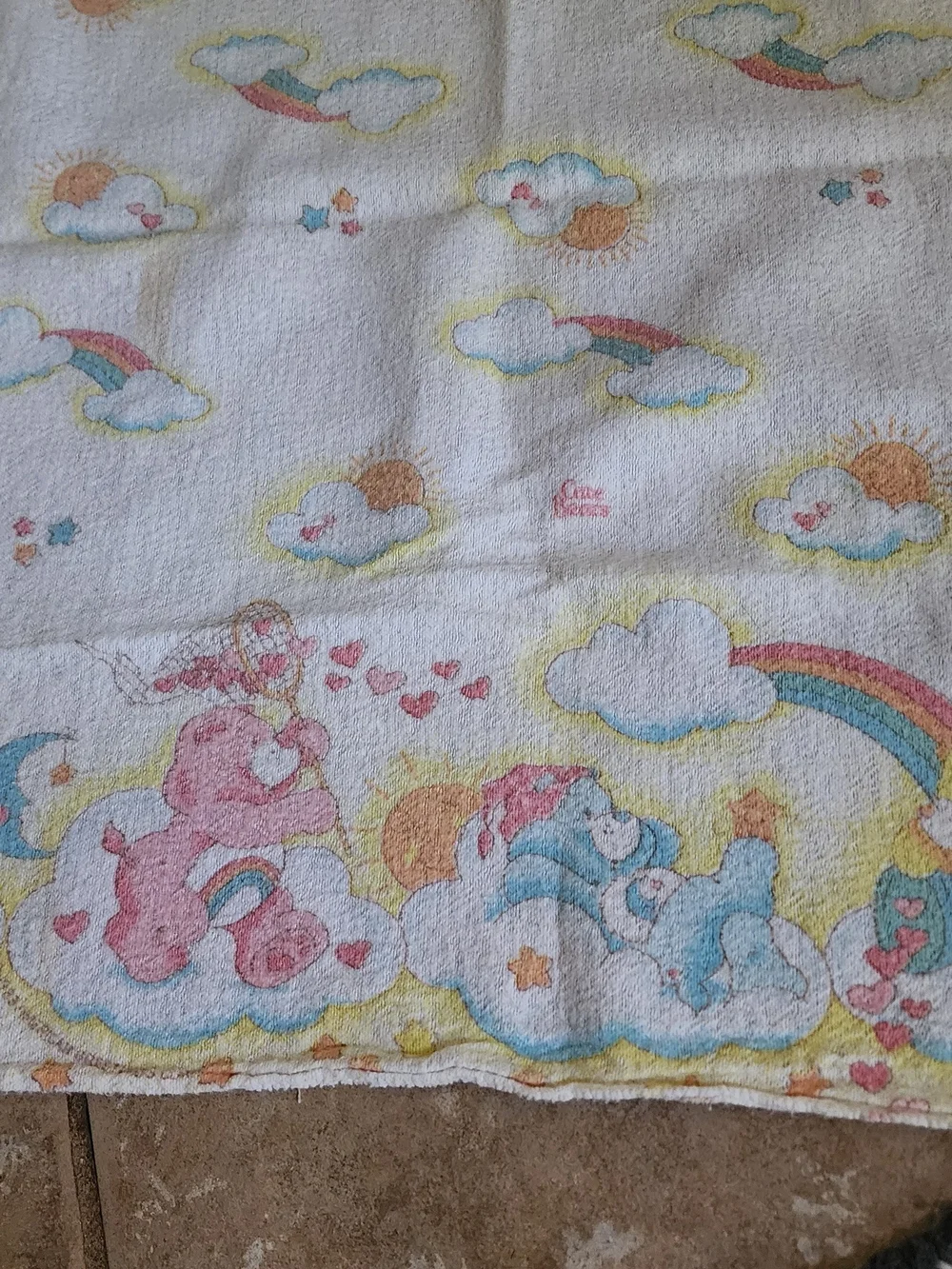 Vintage 1983 Care Bears Pastel Rainbow Baby Blanket Set Of 2 27x37